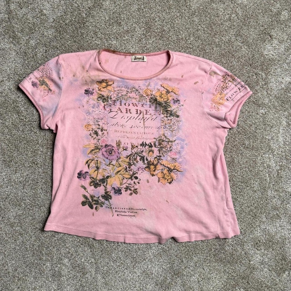 PALE PINK JAMEE J "GARDEN" RHINESTONE TEE